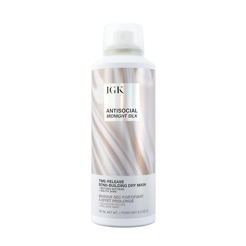 IGK Antisocial Midnight Silk Bond-Building Dry Hair Mask ? No-Rinse Leave-In Treatment with Vegan Silk Protein ? Limited Edition Design, 5 oz