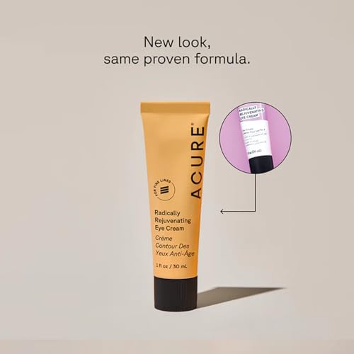 Acure Radically Rejuvenating Eye Cream - Under Eye Cream for Dark Circles & Wrinkles, Firming & Hydrating Treatment to Brighten, Anti Aging Moisturizer for Hydration with CoQ10-1 fl oz (2 Pack)