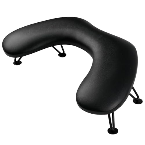 ANGNYA Arm Rest for Nails Tech, U-shaped Hand Rest for Nails Tech Microfiber PU Leather Nail Arm Rest with Detachable Brackets Hand Rest Pillow for Acrylic Nail Cushion (Black)