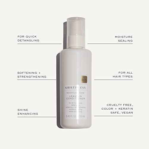 Kristin Ess Styling Bundle, Hydrating Salon Leave In Conditioner Spray for Strength + Shine - Lightweight Anti Frizz Detangler for Women + Weightless Shine Working Hair Serum for Dry Damaged Hair