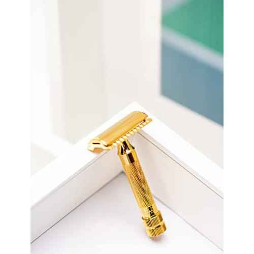 Merkur Classic 2-Piece Double Edge Safety Razor Gold Plated, 1 Count