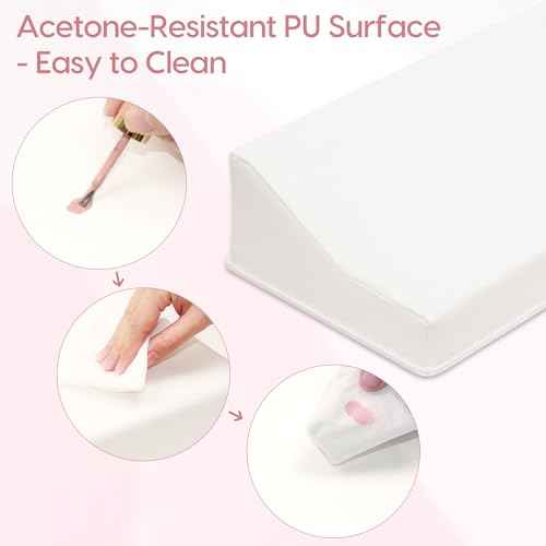 Delanie Nail Tech Arm Rest with Elbow Support - 17.72" Wide Soft Cushion Comfortable Ergonomic Manicure Hand Rest Pillow for Manicurist, Nail Desk Salon Supplies, Compact 17.72" Version