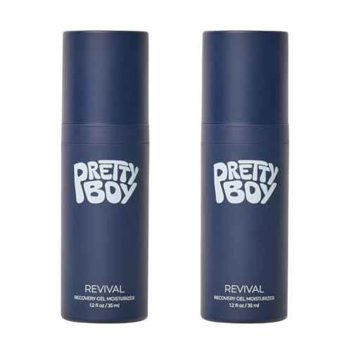 Prettyboy Face Revival Gel Moisturizer For Men - Hydrating Cream That Refreshes Dry Skin, Irritation, & Redness - Supports Anti Aging & Anti Wrinkle - Fragrance Free - 2 Count