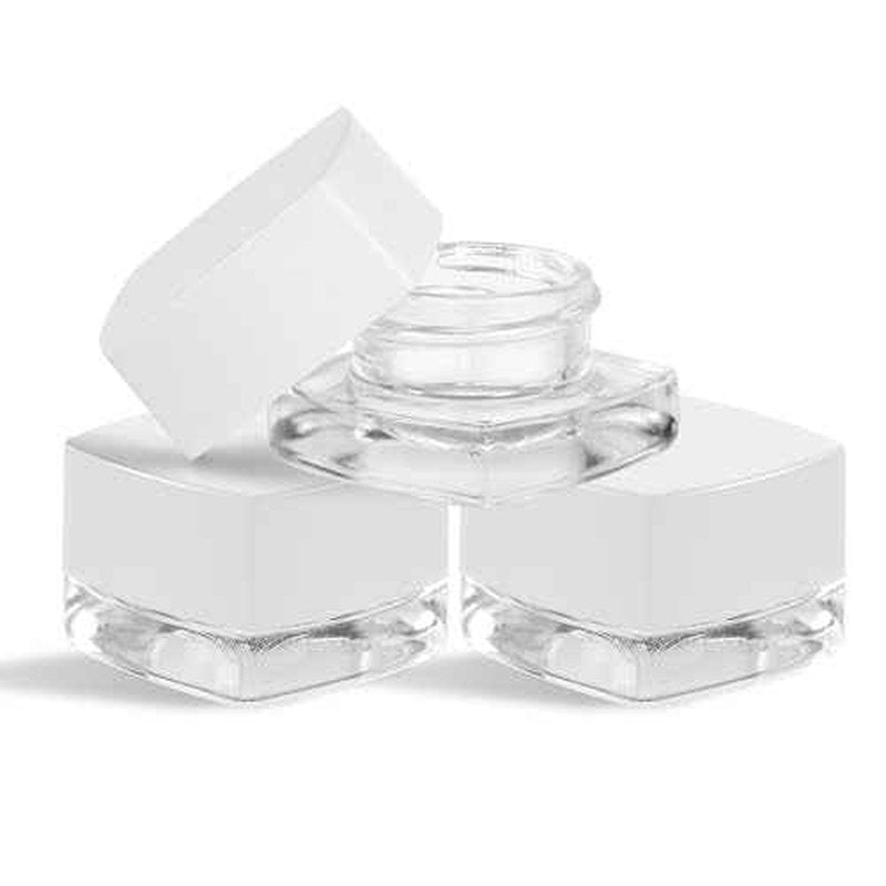 (200 Pack) 5ml Thick Glass Square Jars with White Child Resistant Lids - Storage for Oil, Lip Balm, Wax, Cosmetics - Mini Child Proof Container