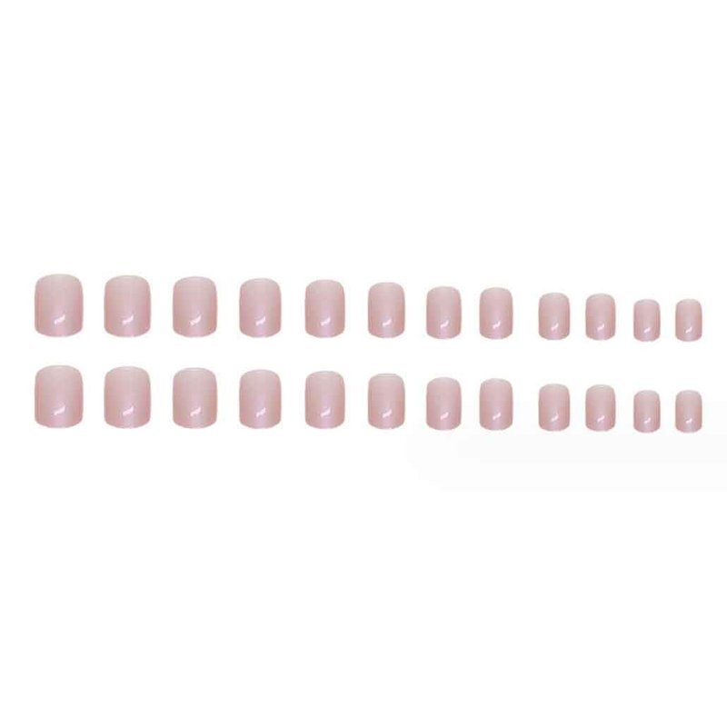Nude Press-On Nails | Chrome Square Glossy Short Fake Nails for Women - 24 Pcs Set