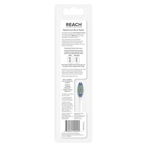 REACH SmileSonic Pro Essential Clean Replacement Toothbrush Brush Heads, Compatible with Philips Sonicare Click-On Power Toothbrushes, Replace-Me Bristles, 5 Count