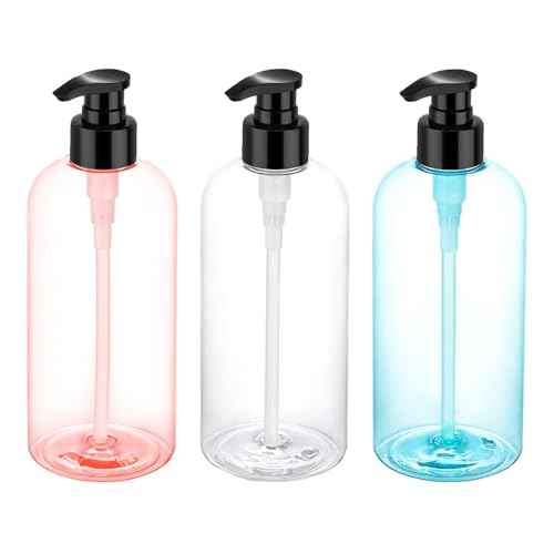 Bynccea Plastic Pump Bottle 16 oz/500 ml Empty Shampoo Pump Bottles Dispenser Portable Pump Bottles for Shampoo and Conditioner Liquid