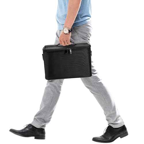 Goaste 12 Inch Barber Hairdresser Bag, Large Capacity Barber Carrying Bag, Canvas Barber Travel Case with Adjustable Dividers, Hairstylist Cutting Tool Organizer for Clippers Brushes Blow Dryer
