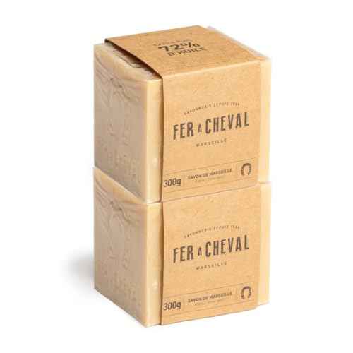 Fer ? Cheval Savon de Marseille Vegetal Soap Cube 300 g/10.58 oz (2 Pack) ? Traditional French Soap, Palm Oil Free, Mild Daily Cleansing, Artisan-Made in Marseille, France