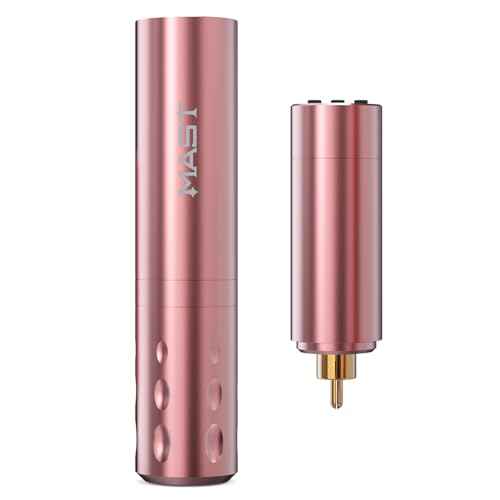 Mast Tour Fly Tattoo Gun Pen Wireless Machine Rotary Mcore-A Motor Thin Grip Rca Jack Digital Battery Power Supply (Pink)