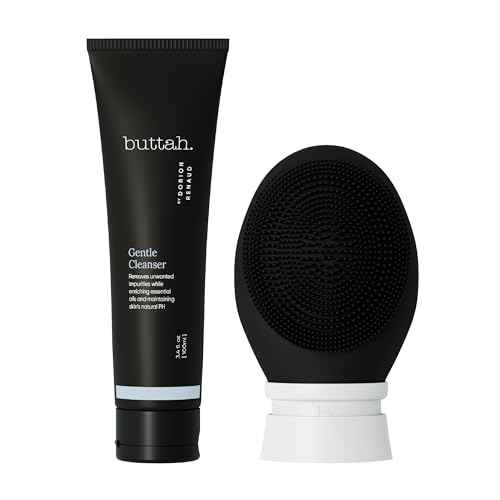 Buttah Skin by Dorion Cleanse + Vibe Brush Kit | Vibe Cleansing Face Brush | Buttah Facial Cleanser 3.4oz | 2-Speed Sonic Pulsating - Gentle Exfoliation - Water Resistant