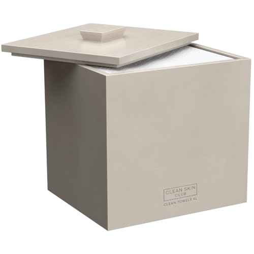 CLEAN SKIN CLUB Cement Box for 50 Disposable Clean Towels XL (Towels NOT Included), Concrete Container for Face Towelettes Bathroom Counter Storage, Cleansing Facial Dry Wipes - Taupe Stone
