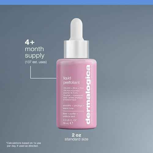 Dermalogica Liquid Peelfoliant with Glycolic Acid, Face Exfoliator Peel with AHA BHA PHA, Smooths Fine Lines and Wrinkles, Unclogs Pores, and Improve Skin Tone - 2 fl oz