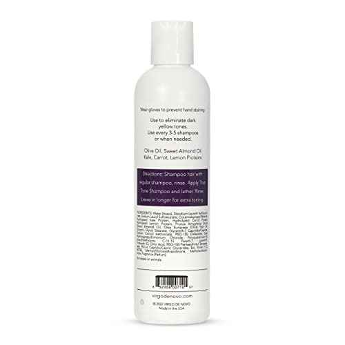 Virgo de Novo Dark Purple Toning Shampoo Neutralizes Dark Yellow & Brassy Tones, Brightens Blonde, Silver & Grey Hair, Sulfate-Free, Color-Safe, Non-Drying (8 oz)