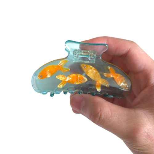 Novelty Fishbowl Hair Clip,Acetate Claw Clips,Big Hair Clips for Women,Funny Hair Clips for Girl