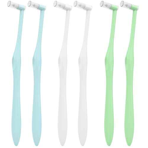 End Tuft Toothbrush with Covers, Small Head for Hard-to-Reach Areas, Orthodontic Toothbrush for Braces, Soft Bristles for Adults, Individually Wrapped, 6-Pack