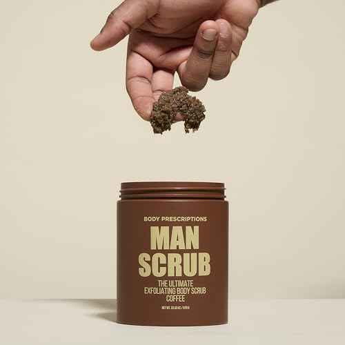 Body Prescriptions Men¡¯s Exfoliating Body Scrub ? Ultimate Skin Cleansing Wash in Jar with Twist-Top Lid, For All Skin Types, 21 Ounce (Pack of 2), Coffee