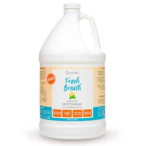 Oxyfresh Lemon Mint Fresh Breath Mouthwash ? Bad Breath Treatment ? SLS & Fluoride Free ? Alcohol Free, Gentle Nonburning with Xylitol & Essential Oils ? Pro Size Gallon 128 oz