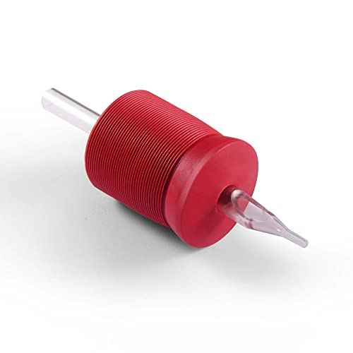 1.25 Inch Ultra Premium Red Soft Silicone Grip w/Long Clear Disposable Tubes & Tips- 15 Pack, Round Tip (7RT)