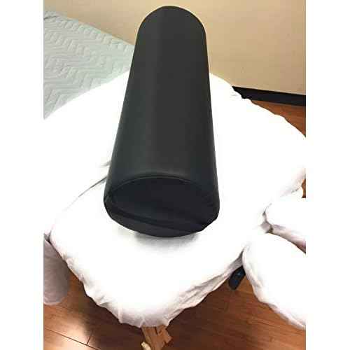 Fluffy Massage Bolster Pillow by NRG - 8"W x 26"L Full Round Massage/Spa Table Bolster with Carrying Strap - Supports Neck, Knees or Ankles - PVC Free Vinyl Upholstery - CFC Free Foam - Color: Black