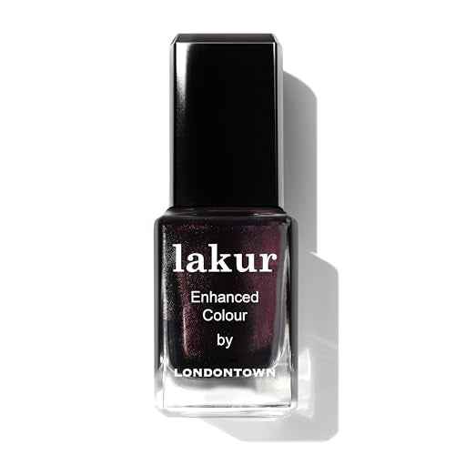 LONDONTOWN lakur Nail Polish - Chip-Resistant, Non-Toxic, Conditions & Hydrates Nails | Shimmery Pinot Noir Purple, Spilled Wine, .40 fl oz