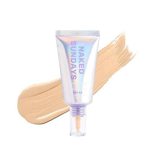 Naked Sundays BeautyScreen¢â SPF 50 Mineral Peptide Foundation Tint ? Skin Tint & Mineral Sunscreen | Radiant, Buildable Coverage, Acne-Safe, Infused with Peptides (2.5 Light Neutral, 1.01 oz)