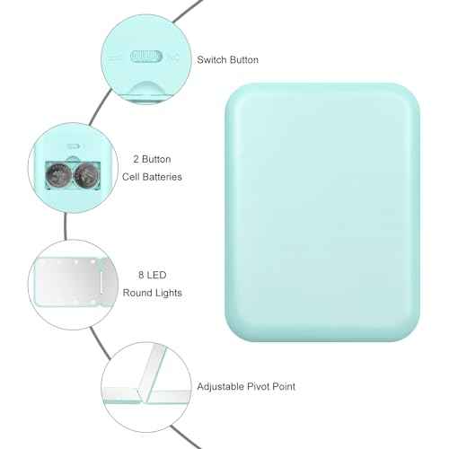 Compact Mirror, 1X/3X Magnification LED Pocket Mirror with Nternal BIattery, Mini Mirror for Purse, Pocket,Travel and Present (Mint Green)