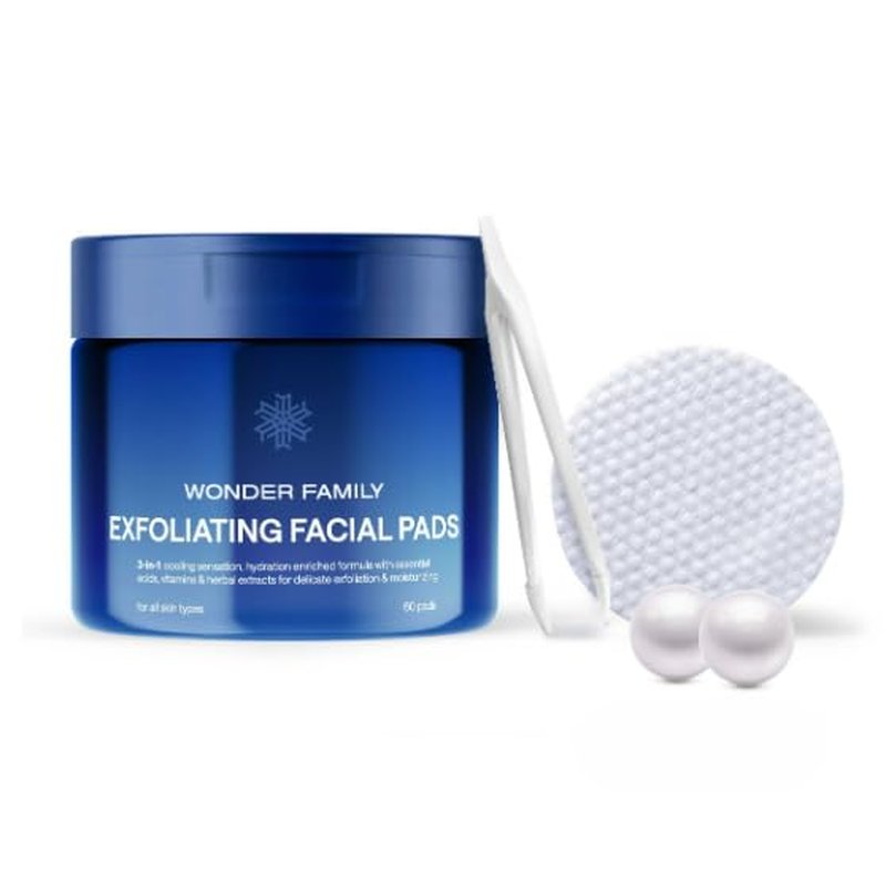 Skiennix Korean Toner Pads - Exfoliating Facial Toner with Glycolic Acid & Hyaluronic Acid | 60 Double-Sided Cotton Pads