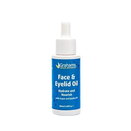 Grahams Natural Face & Eyelid Oil - For Very Dry Skin Around Eye & Face, Eczema & Perioral Dermatitis - Steroid-Free, Hypoallergenic, Non-Comedogenic - 100% Pure - with Argan & Jojoba Oil (1.69 Fl Oz)