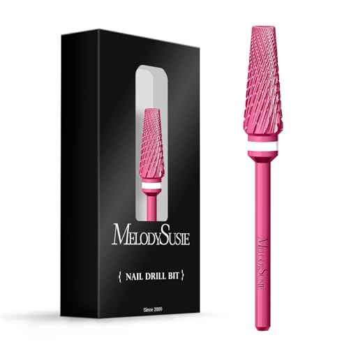 MelodySusie Upgrade 5 in 1 Nail Drill Bits, 3/32'' Carbide Tungsten Multi-Function Mixed Sizes Edition, Suitable for Manicure Pedicure Cuticle Gel Polishing, Professional Advanced Bits, Pink Blossom