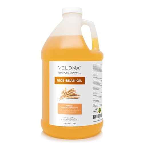 velona Rice Bran Oil 1 Gallon / 128 Fl Oz | 100% Pure and Natural Carrier Oil | Refined, Expeller Pressed | Cooking, Face, Hair, Body & Skin Care | Use Today - Enjoy Results