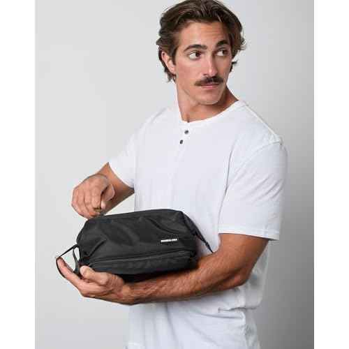 Members Only Dual Dopp Kit Toiletry Bag, Mens Dopp Kit for Travel with Dual Compartments, Mens Toiletry Travel Bag