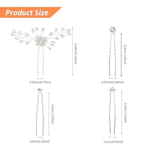 Gingbiss Wedding Hair Accessories Set for Bridal, Silver Pearl Rhinestone Hair Pins Wedding Hair Comb for Brides Bridesmaids Women Girls