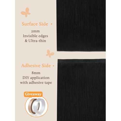 DOORES Genius Seamless Weft Hair Extensions Tape in, Natural Black 20 Inch 60g, Invisible Wide Tape Extensions Silky Remy Hair, Natural Looking Quick Wear