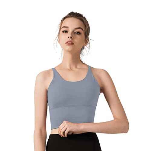 Redqenting Longline Sports Bra for Women with Removable Padded,Sexy Criss Cross Back Strappy Yoga Bras Workout Tank Tops