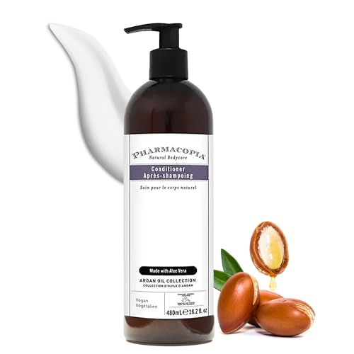 Pharmacopia Hotel Argan Oil Conditioner - Natural Hydrating, Vegan & Cruelty-Free Hair Care with Aloe Vera, Olive Leaf Extract and Chamomile for Dry Hair and Detangling, for Men and Women, 16.2 oz