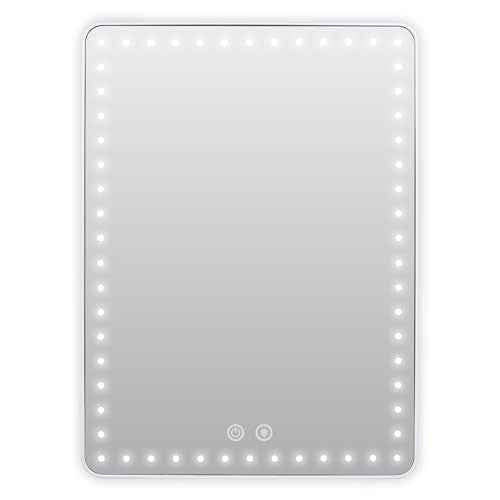 Floxite LED Lighted Tablet Mirror with 15X Magnification, Ultra Bright Lighting, USB-C Charging, Tabletop Stand