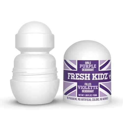 Fresh Kidz Body Wash 16.9 fl.oz. and 2 Roll-On Deodorants 1.86 fl.oz. for Kids and Teens - Girls Purple Set
