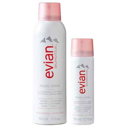 Evian Facial Spray Weekender Kit - Hydrating Mineral Water Mist for Face & Skin - Refreshes Makeup, Sets, & Tones - Travel-Friendly Size for Weekend Hydration and Skincare Essentials
