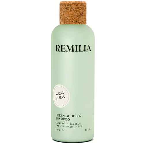 REMILIA Green Goddess Shampoo for Damaged Hair ? With Rosemary Oil & Green Tea Extract ? Cleansing, Strengthening, Vegan ? Made in USA ? 8.5 fl oz