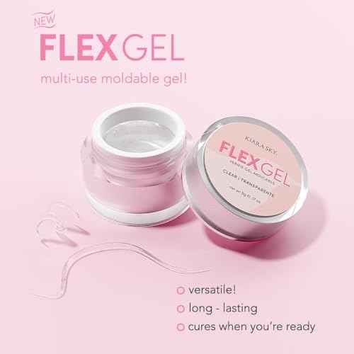 Kiara Sky Flex Gel - Clear Nail Art Gel for Molding, Sculpting and Glam Nail Decorations - 5g