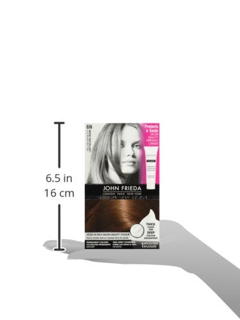 John Frieda Precision Foam Colour - Light Natural Brown 6N Hair Dye Kit | Full-Coverage, Anti-Fade Gray Coverage