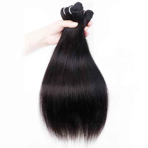 Straight 3 Bundles Human Hair 22 24 26 Inch 100% Unprocessed Brazilian Virgin Human Hair Bundles Double Weft Weave Bundles Straight Hair 70g/Bundle Hair Natural Color