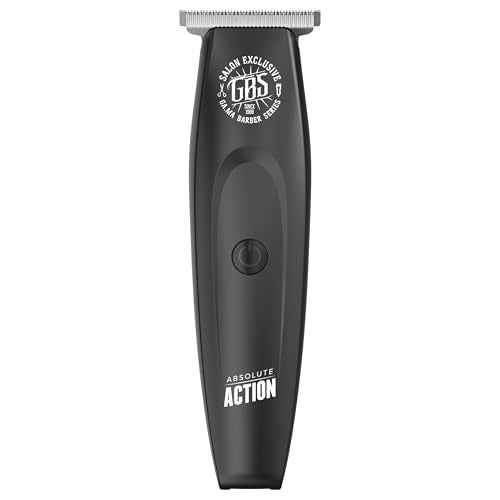 GA.MA Italy Absolute Action T-Blade Trimmer, Corded or Cordless Outliner, DLC Balding Blade, 7000 RPM Motor, Lithium Battery, 3 Combs