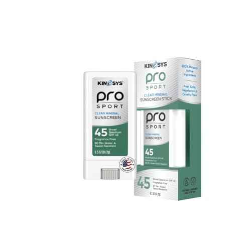 KINeSYS Pro Sport Clear Mineral Sunscreen Stick SPF 45 | SPF Stick Sunblock for Adults & Kids | Broad Spectrum Sun Protection | Water Resistant Travel Size Sunscreen for Face, Body & Vacation | 0.5 Oz