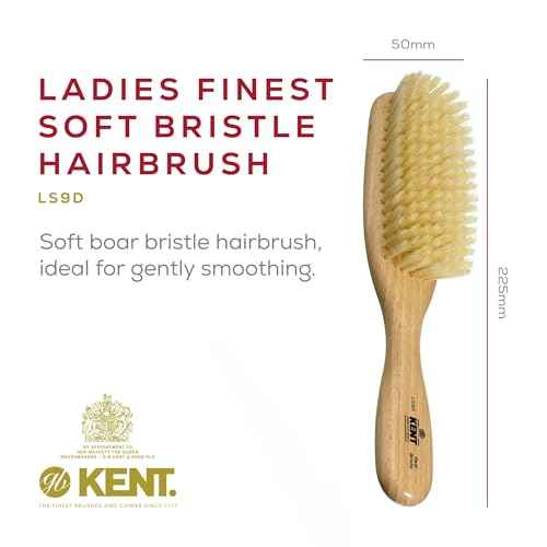 Kent LS9D Satinwood Pure Soft White Bristle Narrow Hair Brush ? Boar Bristle Brush for Thin Hair. Luxury Styling, Straightening, and Smoothing. Ideal for Women. Made in England