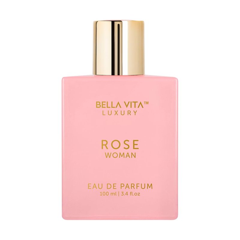 Bellavita Luxury ROSE Eau de Parfum | 100 ml (3.4 fl.oz.) | Perfume for Women | Fresh, Floral Peach, Jasmine, and Ambery Musk Notes | Long Lasting Women's Day Special Fragrance