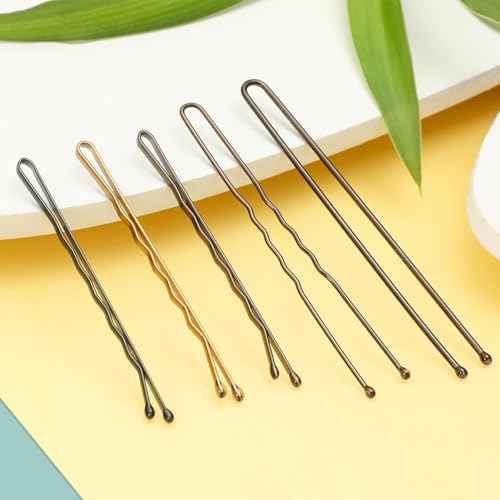 Bobby Pins and Hair Pins Combo Box 500PCS, Big Quantity Hair Pins Kit Black Brown Gold Bobby Pins and U Shape Brown for Styling Hair with Storage Box 2" / 2.4" / 2.6¡± for Women