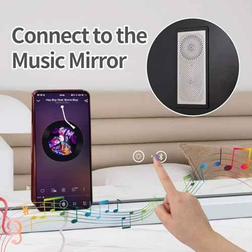 Fenair Vanity Mirror with Lights and Speaker Hollywood Speaker Support Answer Call, Touch Screen, 3 Color Modes Tabletop 15 Dimmable Bulbs