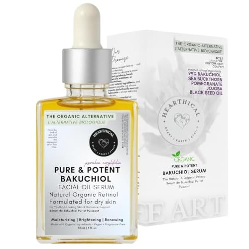 Organic Oil-Based Bakuchiol Serum For Face | 1oz Natural Retinol Alternative for Glowing Skin | Brightening Serum For Face | 99% Pure Bakuchiol Oil with Jojoba & Sea Buckthorn | Made In USA